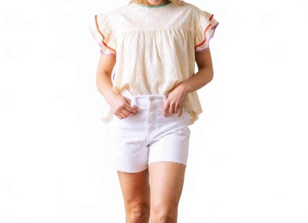 NEW SUNSHINE TIENDA eyelet lottie top in ivory